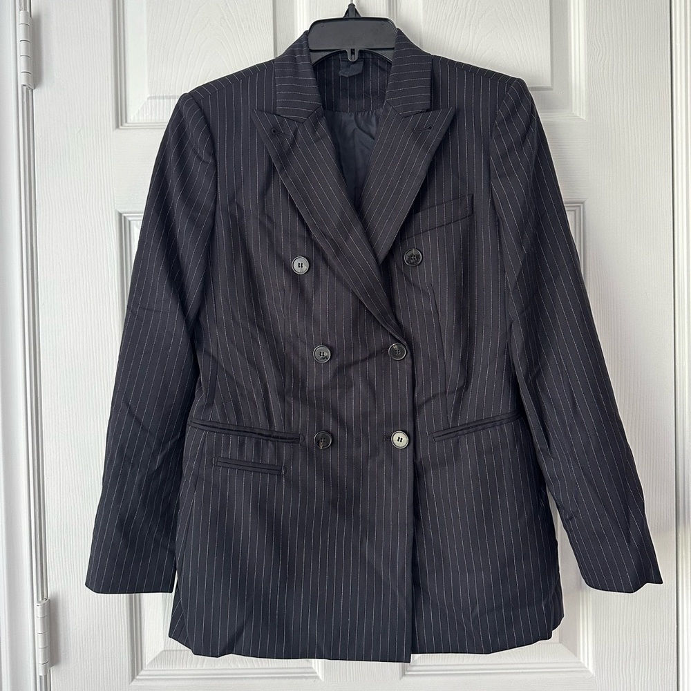 MaxMara double-breasted pinstriped wool blazer Sz 8